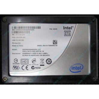 Нерабочий SSD 40Gb Intel SSDSA2M040G2GC 2.5" FW:02HD SA: E87243-203 (Новочебоксарск)